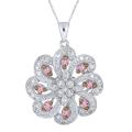 10k White Gold Pink Sapphire and Diamond Flower Necklace
