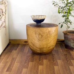 Monkey Pod Wood Walnut Oil-finished Oval Drum End Table (Thailand)