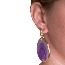 Gold over Silver Purple Agate Earrings