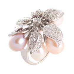 Sterling Silver FW Pearl and Cubic Zirconia Ring (8.5 mm)