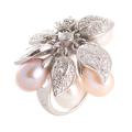 Sterling Silver FW Pearl and Cubic Zirconia Ring (8.5 mm)