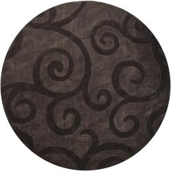 Hand-tufted Kuber Brown Geometric Rug (7'9 Round)