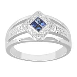 10k White Gold Sapphire and 1/8ct TDW Diamond Ring (I-J, I2)
