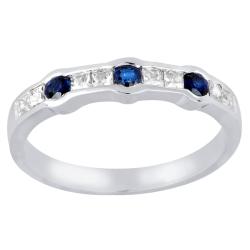 10k White Gold Sapphire and 1/4ct TDW Diamond Ring (I-J, I2)