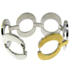 Stainless Steel Chunky Two-tone Circle Bracelet