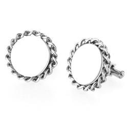 Stainless Steel Round Braided Rope Edge Cuff Links