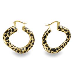 Stainless Steel Leopard Spot Hoop Earrings