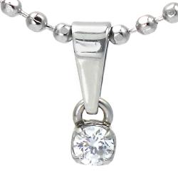 Stainless Steel Cubic Zirconia Solitaire Necklace