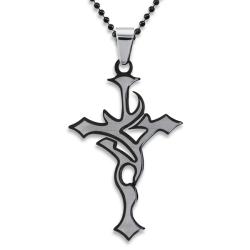 Stainless Steel Black Plated Cross Necklace