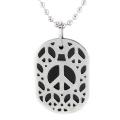 Stainless Steel Cutout Peace Sign Dog Tag Necklace