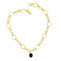 Adee Waiss 18k Yellow Gold Overlay Black Agate Oval Link Necklace