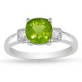10k White Gold Peridot and Diamond Ring