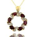 18k Gold over Silver Garnet and Diamond Accent Necklace