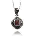 Sterling Silver Red Cubic Zirconia Tuscany Necklace