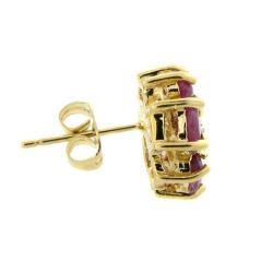 18k Gold over Sterling Silver Ruby and Diamond Accent Earrings