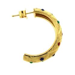 18k Gold over Sterling Silver Enamel Half-hoop Earrings