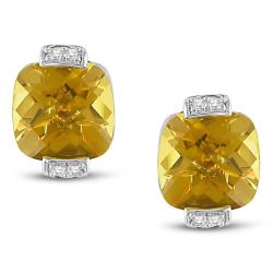 10k White Gold Citrine and Diamond Earrings