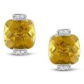 10k White Gold Citrine and Diamond Earrings