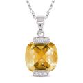 10k White Gold Citrine and Diamond Necklace
