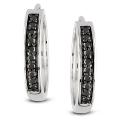Sterling Silver 1/3ct TDW Black Diamond Hoop Earrings
