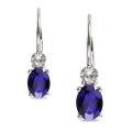 Sterling Silver Created Blue and White Sapphire Earrings