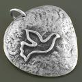 Oxidized Sterling Silver Dove Pendant (India)