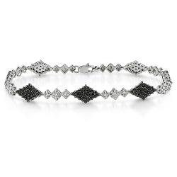 14k White Gold 1 5/8ct TDW Black and White Diamond Bracelet (I-J, I2-I3)