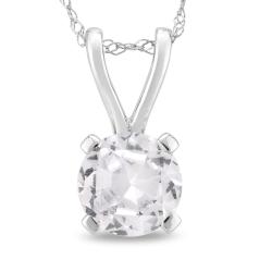 10k White Gold Created White Sapphire Fashion Necklace
