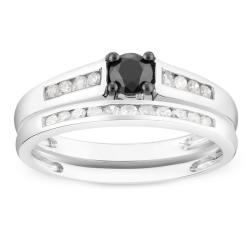 10k Gold 1/2ct TDW Black and White Diamond Bridal Ring Set (G-H, I2-I3)