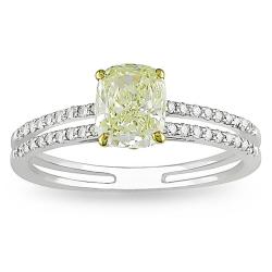 18k Gold 1 1/5ct TDW Yellow and White Diamond Ring (G-H, VS1-VS2)