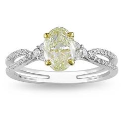 18k Gold 1 1/4ct TDW Yellow and White Diamond Ring (G-H, VS1-VS2)