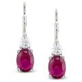 Sterling Silver Created Ruby and White Sapphire Earrings