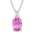 Sterling Silver Created Pink and White Sapphire Necklace