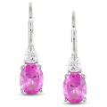Sterling Silver Created Pink and White Sapphire Earrings