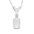 10k White Gold Opal and Diamond Fashion Necklace