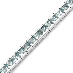 Sterling Silver Square-cut Blue Topaz Line Bracelet