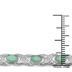 Sterling Silver Emerald and 1/10ct TDW Diamond Bracelet (I-J, I2-I3)
