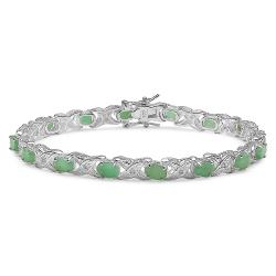 Sterling Silver Emerald and 1/10ct TDW Diamond Bracelet (I-J, I2-I3)