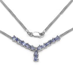Sterling Silver Tanzanite and Diamond Accent Necklace