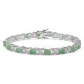 Sterling Silver Emerald and 1/10ct TDW Diamond Bracelet (I-J, I2-I3)