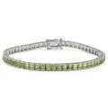 Sterling Silver Square-cut Peridot Line Bracelet