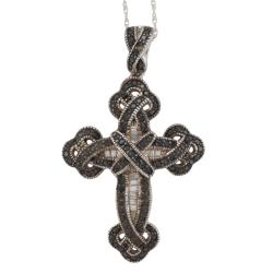 Sterling Silver 5/8ct TDW Diamond Cross Pendant (I-J, I2-I3)