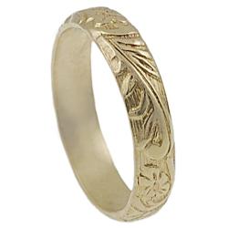 Goldfill Etched Flower Band Ring