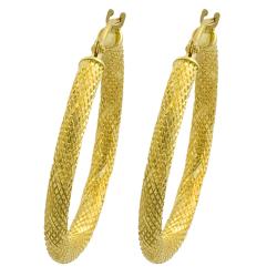 14k Yellow Gold 25-mm Diamond-cut Hoop Earrings