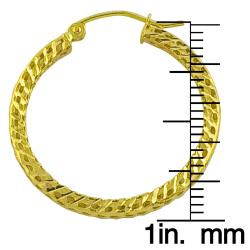 14k Yellow Gold 25-mm Diamond-cut Flat Hoop Earrings