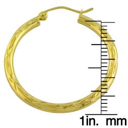 14k Yellow Gold 30-mm Diamond-cut Hoop Earrings