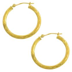 14k Yellow Gold 25-mm Diamond-cut Hoop Earrings