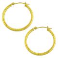 14k Yellow Gold 25-mm Diamond-cut Station Hoop Earrings