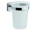 Delia Italian Polished Chrome Tumbler Holder with Frosted Glass Tumbler
