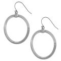 14k White Gold Polished Flat Oval Dangle Earrings